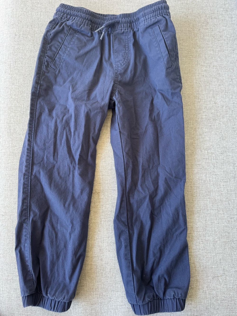 Boys Navy Drawstring Cotton Jogger Pants